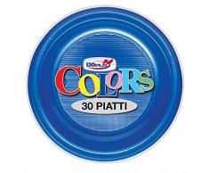 IRPot - KIT N 31 COORDINATO TAVOLA MONOCOLORE BLU SET PIATTI BICCHIERI FORCHETTE