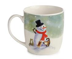 Tazza Natalizia in Porcellana - Pupazzo di Neve con Gatto - Kim Haskins
