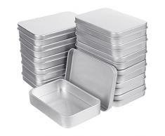 Kurtzy Contenitore Metallo Barattoli Spezie Rettangolari Argentate con Coperchi (Set da 12) - Barattoli Cucina Moderni da 8,8 x 5,9 x 1,7 cm - Barattoli Porta Spezie per Artigianato e Sopravvivenza