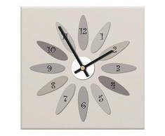 Mareli Orologio da Parete 30X30 cm con Quadrante in Legno ricoperto con Carta Plastificata Opaca Stampata-Adatto per Soggiorno, Cucina, Ufficio-meccanismo Silenzioso, Beige, 30x30