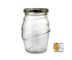 Glass Italia Vaso Vetro per Miele e marmellate BEE2BE ml 212 con Tappo, Confezione da 24 Pezzi