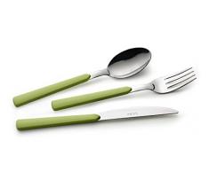 EME POSATERIA MADE IN ITALY - Servizio 24 Posate Tavola Fast 6 Persone Acciaio 18/C Moderne Colorate Giovanili, Colore Manico: Bianco 19