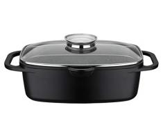 GSW Rostiera Universale Gourmet Granit 33 x 21 cm, Alluminio, Vetro, Nero