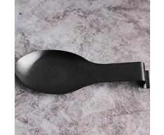 Poggiamestolo in acciaio inossidabile multifunzione, supporto per cucchiaio da paletta, vassoio utensili da cucina, spatola per cucina/casa/ristorante colore: nero