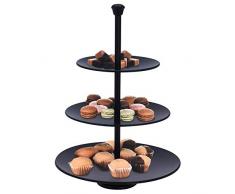 Orion - Alzata per torte a 3 piani, in acciaio, colore: nero