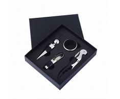 4 Pezzi Set di Apribottiglie per Vino, Set Accessori Apri Vino Manuale, Set Sommelier con Apribottiglie, Adatto per lApertura Manuale di Vino Rosso e Birra
