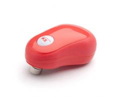 Kitchen Mama One -Touch Apriscatole Elettrico - Apri Lattine Automatico, Bordi Lisci e Sicuri, Ergonomico Facile Impiego Mani Sofferenti Artrosi, Design Compatto Senza Fili (Rosso)