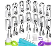 Bocchette Decorative per Pasticceria 50pack,Bocchette Russe Decorazione Torte, Kit Pasticceria,Kit di Bocchette Professionali per Sac à Poche