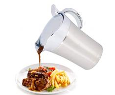 iFCOW salsiera in Acciaio Inossidabile con Isolamento Termico a Doppia Parete sugo per salsiera Che Serve Secchio per brocche per Forniture da Cucina