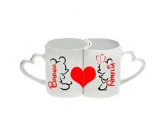 Tazza con tema Disney Topolino e Minnie, personalizzata con nomi di tazze abbinate per coppie, festa della mamma, festa del papà, regalo dei genitori, tazza per matrimonio abbinato coppia tazze