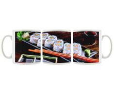 Sushi con le bacchette, tazza Motif in bianco 300ml ceramica, grande idea regalo per ogni occasione. La tua nuova tazza preferita per caffè, tè e bevande calde.