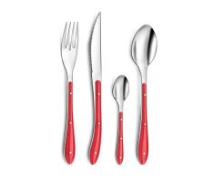 Amefa 0616 Bistro Servizio Posate, Acciaio Inossidabile, Rosso, 24 unità