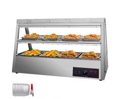 VEVOR Vetrina Scaldavivande 120x63x74cm Vetrina Scaldavivande Elettrica Commerciale Vetrina Riscaldata Scaldapiatti con Porta Basculante