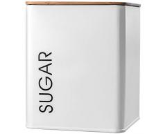 KADAX Barattolo con coperchio, contenitore in acciaio verniciato a polvere, contenitore ermetico, anche per spezie, cacao (quadrato Sugar, bianco)