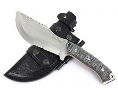 JEO-TEC Nº51 Coltello da Sopravvivenza Bushcraft Campeggio Caccia Outdoor - Fodero per Cintura in pelle + Ferrocerio (firesteel) compresa - Fatto in Spagna