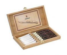 LAGUIOLE - Set 6 Coltelli da tavola - Manico in palissandro - Acciaio inox - Coltelli da tavola - Confezione regalo
