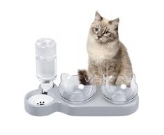 ZUMLLOMA Ciotole per Gatti 3 in 1,15° Inclinata Doppio Gatto Ciotola con Supporto Rialzato,Ciotola per Cibo e Acqua Antiscivolo Ciotola per Animali Rimovibile per Gatti e Cani di Piccola Taglia