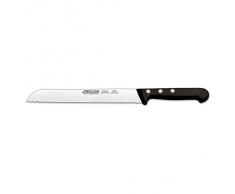Arcos Serie Universal - Coltello Pane - Lama Acciaio Inossidabile Nitrum 200 mm con Alveoli - Manico Polioxymetilene (Pom) Colore Nero
