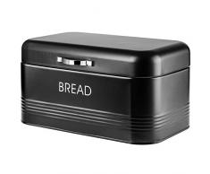 KADAX Contenitore per il Pane in Acciaio Verniciato, 30x18x16cm, Contenitore per il pane con Coperchio, Portapane nero in Acciaio, Contenitore rettangolare