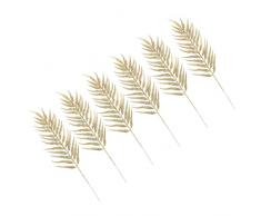 jojofuny 6Pcs Natale Glitter Foglie Artificiale Boston Felce Cespuglio Simulato Albero Ramo Ramo Spray per Matrimonio Regalo Fiore Natale Decorazioni Vacanze Dorate