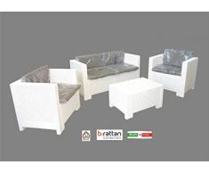 bica SALOTTO da giardino in RESINA BIANCO Mod. COLORADO Set 4 pz con cuscini