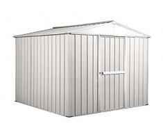 Notek Box in Acciaio Zincato Casetta da Giardino in Lamiera 2.76 x 2.60 m x h2.12 m - 110 kg – 7.2 Metri Quadri (Bianco)