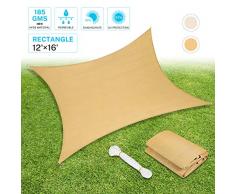 Sunkorto Tenda a Vela Parasole Rettangolare Tenda da Sole per Esterno Resistente Protezione UV 97% Corda in PE per Giardino Cortile Balcone
