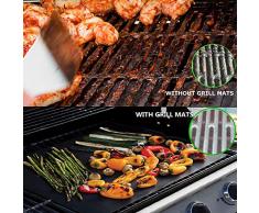 Griglia Tappetino BBQ, Stuoie da Forno Barbecue, Carta Barbecue Antiaderente, BBQ Tappetini, Grill mat Riutilizzabili, stuoie da forno antiaderenti per Griglia a Carbone Gas Weber Forno Elettrico