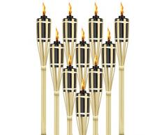 UISEBRT Set da 40 Fiaccole per Giardino, Fiaccola ad Olio in bambù, altezza 90 cm, Candele per Giardino, con stoppino, per Esterno, Giardino, Patio, Prato
