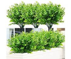 12 fasci di arbusti artificiali piante artificiali resistenti ai raggi UV, fiori decorativi arbusti artificiali per la disposizione dei fiori, decorazione della casa del giardino (verde)
