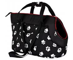 Hobbydog TORCWL3 - Borsa da trasporto per piccoli cani e gatti, Nero con zampe, 27 x 25 x 43 cm