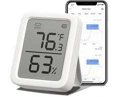 SwitchBot Igrometro Digitale Ambiente Interno - Termometro Igrometro Esterno Bluetooth per Casa, Controllo APP, Allarme Intelligente e Memorizzazione dei Dati, Facile da Usare con 3 In Schermo LCD
