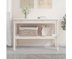Homgoday Tavolo Consolle Bianco 110x40x75 cm in Legno Massello di Pino, Tavolino da Salotto, Tavolinetto da Soggiorno, Tavolo per Ufficio Camera da Letto Giardino