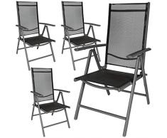 TecTake Set di alluminio sedie da giardino pieghevole con braccioli - disponibile in diversi colori e quantità - (Grigio scuro | 4 sedie | no. 401634)