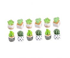 Warmhm 12 Pezzi In Vaso Finto Per Ufficio Resina Per Interni Vaso Finto Bonsai Vasi Artificiali Unici Puntelli Di Cactus Pianta Succulenta Decorazione Fai Te Piante Minuscole Mini Con
