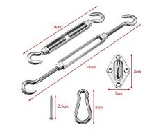 HONGCI Kit di Fissaggio per Tenda a Vela Rettangolare e Triangolare - Acciaio Inossidabile Kit di Installazione per Vele Parasole e Tende, Kit di Fissaggio per Ombreggiante per Ombra Giardino