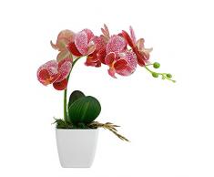 GETSO Artificiale Orchid Bonsai del Fiore Decorazione della casa Fiori Artificiali Decorativi Orchidea in Vaso, Fiori di Orchidea Falso con Il Bacino: Rosa