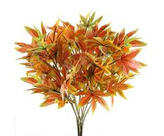 HUAESIN 2PZ Foglie Finte Autunnali dAcero Finte da Interno Esterno Buoquet Fiori Artificiali Autunnali Arbusti Plastica Composizione Piante Finte per Decorazioni Casa Balcone Giardino Halloween Festa