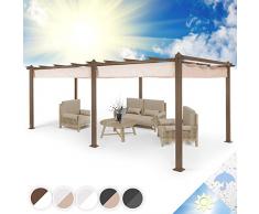 Blumfeldt Pergola Impermeabile con Tetto Retrattile, Pergola 3x6 Stabile, Gazebo Pergola in Metallo e Struttura in Alluminio, Pergolato da Giardino Anti UV, Tendone da Giardino, Tetto in Poliestere
