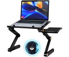 Supporto per laptop con ventola, regolabile in altezza, per computer portatile, per letto, divano, scrivania