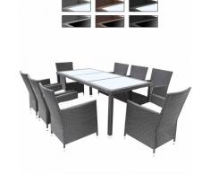 Miadomodo® STZG30grau/mw/04 arredo giardino rattan set da 17 in grigio