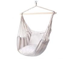 Covok - Poltrona sospesa per esterni e interni, per adulti, in poliestere e cotone, 98 x 100 x 130 cm, colore: Beige