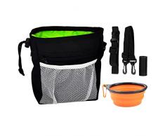 Borsa Addestramento Cani Cane Snack Borsa Sacchetto di Allenamento per Cani con Ciotola Pieghevole Sacchetti Escrementi per Addestramento del Cane Viaggio AllAperto Nero