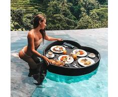 WENCY Vassoio da Portata in Rattan Tessuto, Vassoio Galleggiante per Tavolo da Rinfresco a Forma di Cuore, Vassoio da Portata Galleggiante di Tavolo Bar per Feste in Piscina o in Spiaggia