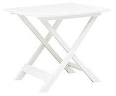Tomaino - Tavolo Plastica Pieghevole, da Interno Ed Esterno - Tavolo da Giardino Effetto Legno 79x72 cm (Bianco)