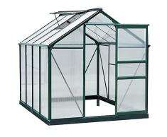 Outsunny Serra da Giardino in Policarbonato 190x252x201cm, Serra per Piante con Base, Finestra, Porta Scorrevole e Struttura in Alluminio