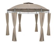 CASARIA Gazebo Toscana Ø350cm Tortora Idrorepellente Metallo Lusso Padiglione da Giardino per Feste