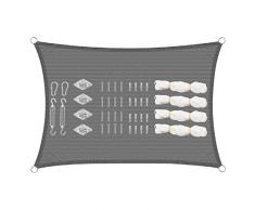 WOLTU Tenda Parasole Vela Ombreggiante Rettangolare 5 x 7 m, Tenda a Vela Parasole Protezione UV, 180g/m² HDPE Traspirante, Tende da Sole con Kit di Fissaggio