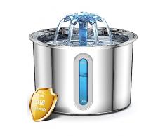 oneisall Fontana gatto in acciaio inossidabile 316, fontana gatto ultra silenziosa con finestra di livello dellacqua, erogatore di acqua con pompa di aggiornamento, 3 filtri a carbone attivo - 2L