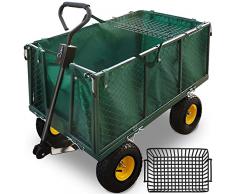 Deuba Carrello Rimorchio Carretto da Giardino con Borsone in Tela Rimovibile 550 kg Giardinaggio